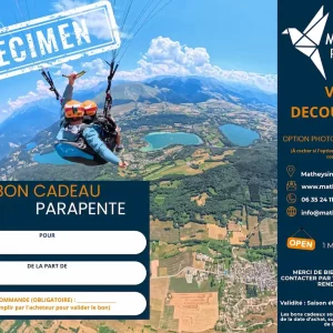 Bon Cadeau Parapente Découverte Isère 2026 - Matheysine Parapent